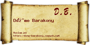 Döme Barakony névjegykártya
